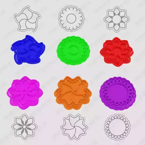Flower Cookie Cutters Set 6 PCS 3D print model