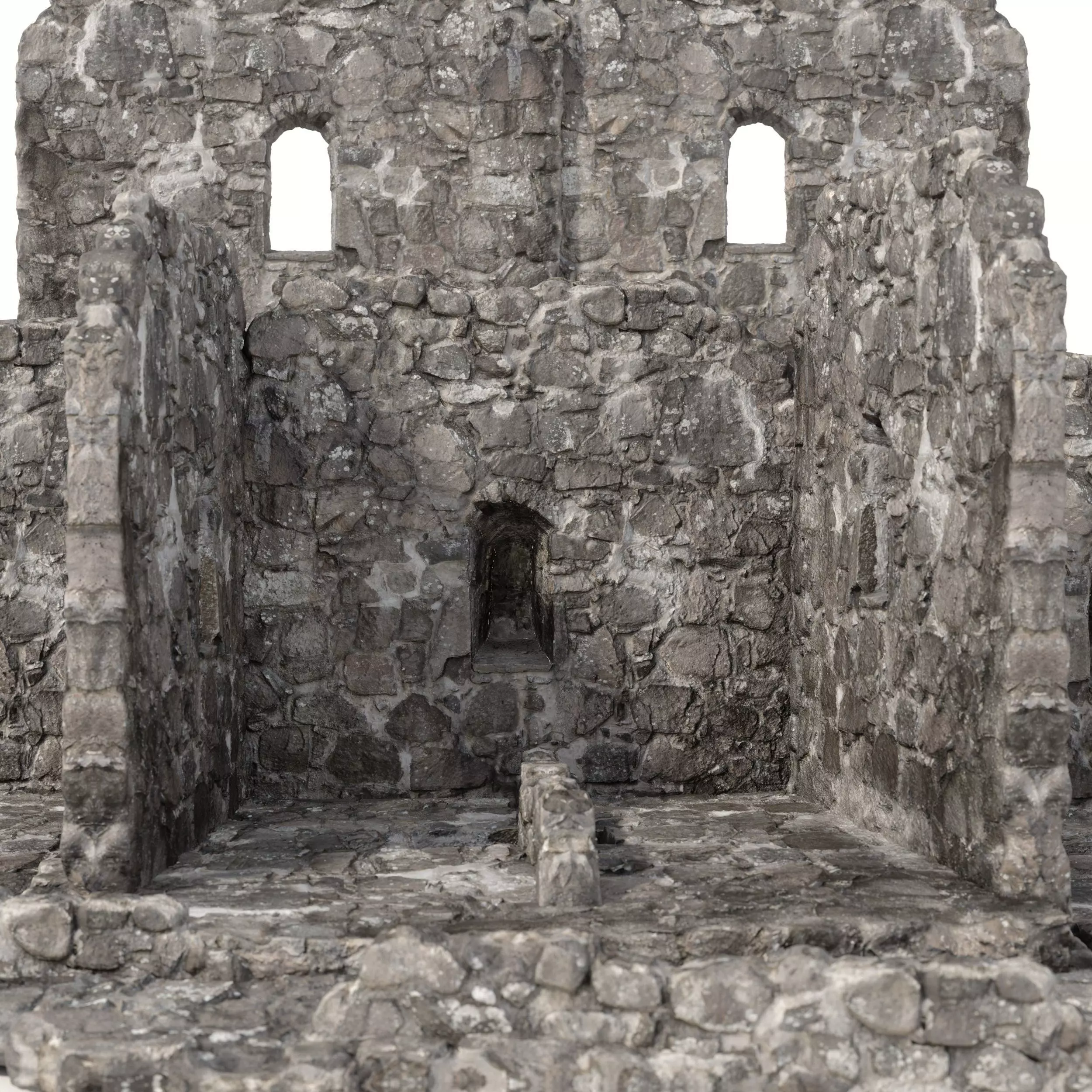 Old castle wall part D Low-poly 3D model