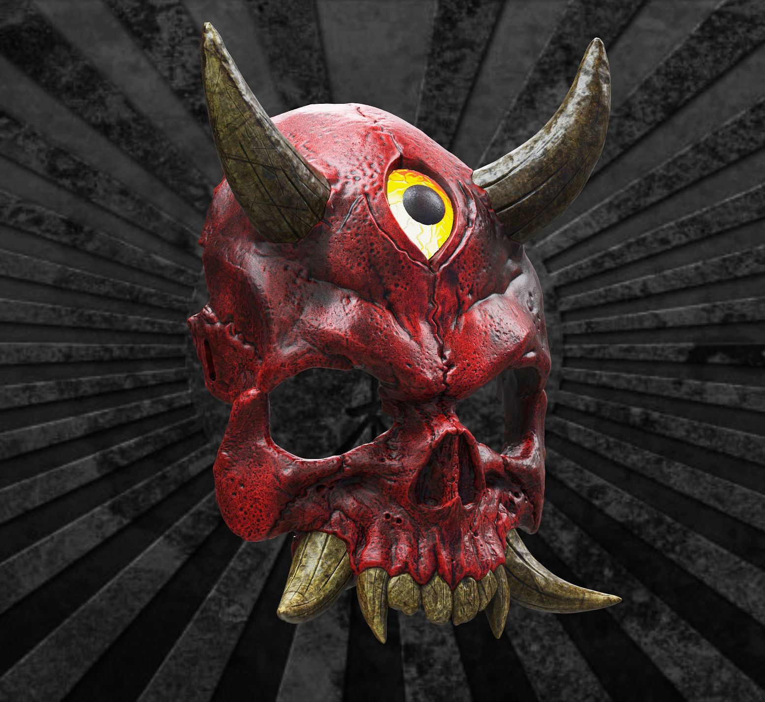 Hannya Scull Top mask Oni mask 3D print model_4