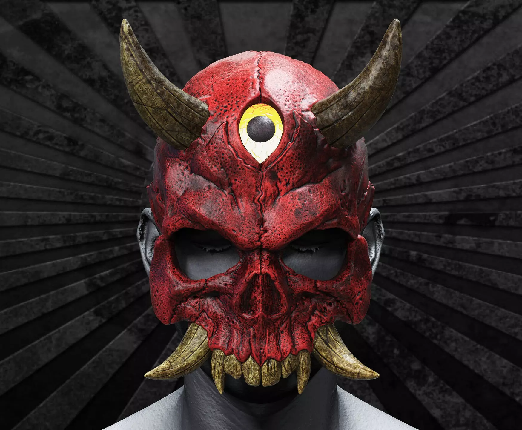 Hannya Scull Top mask Oni mask 3D print model_0