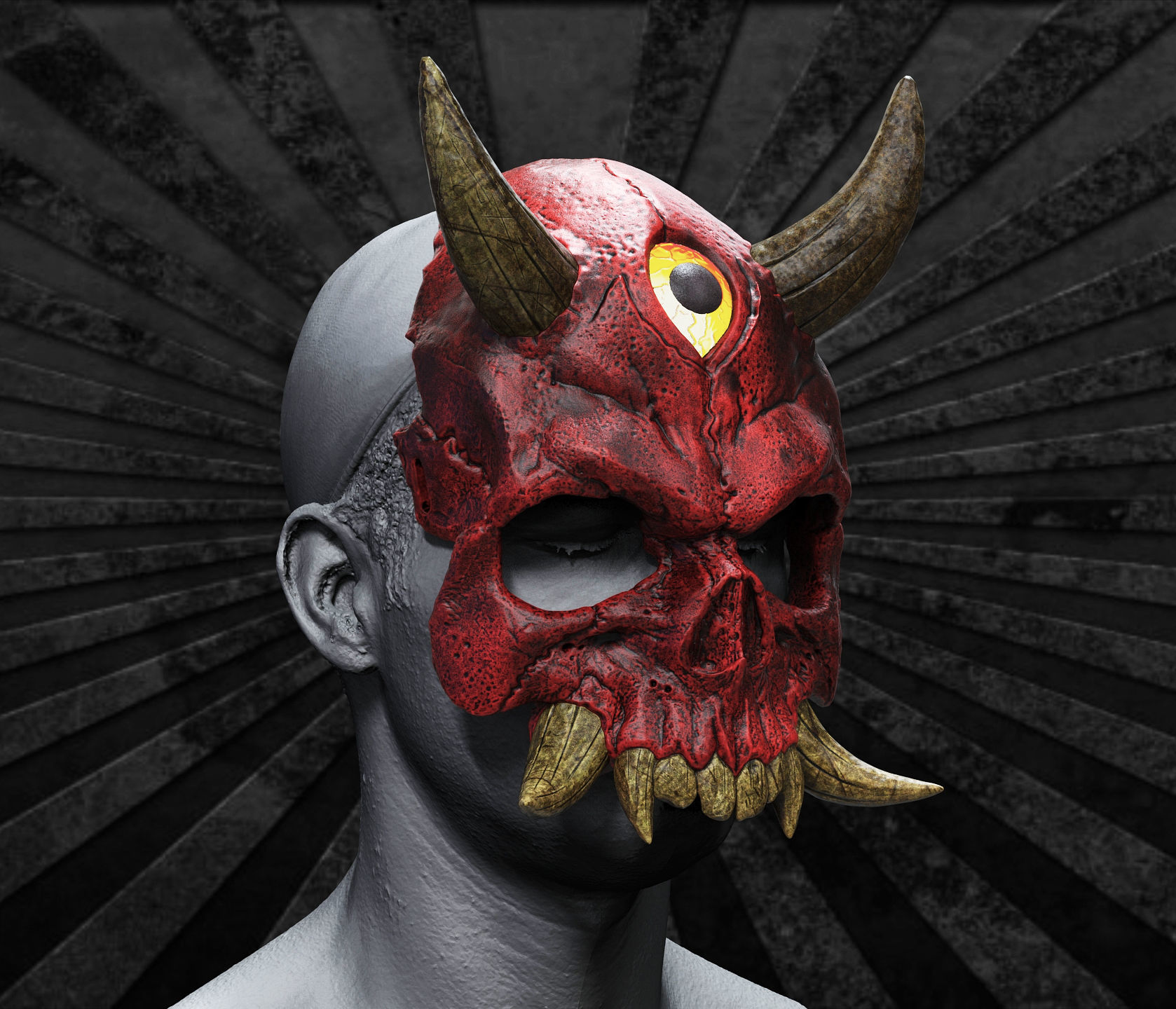 Hannya Scull Top mask Oni mask 3D print model_6