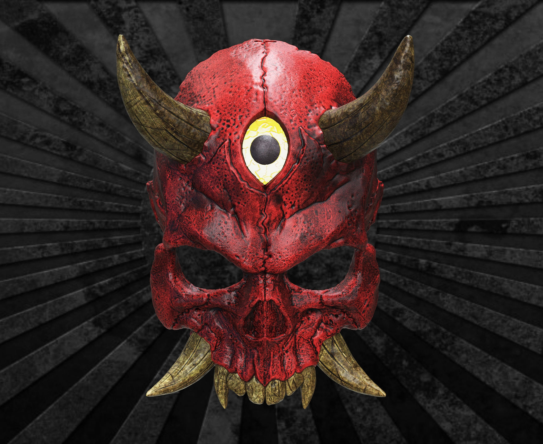 Hannya Scull Top mask Oni mask 3D print model_2