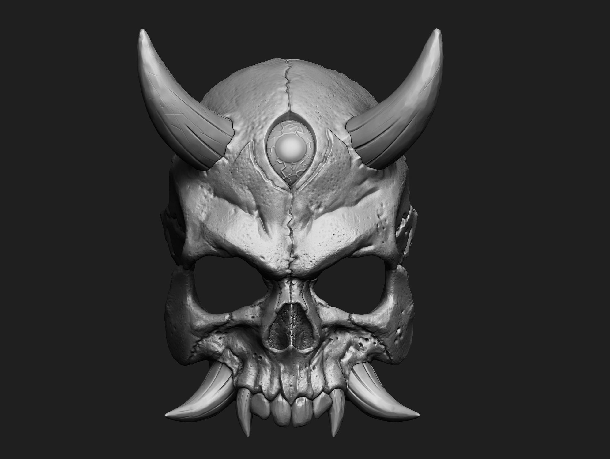 Hannya Scull Top mask Oni mask 3D print model_9