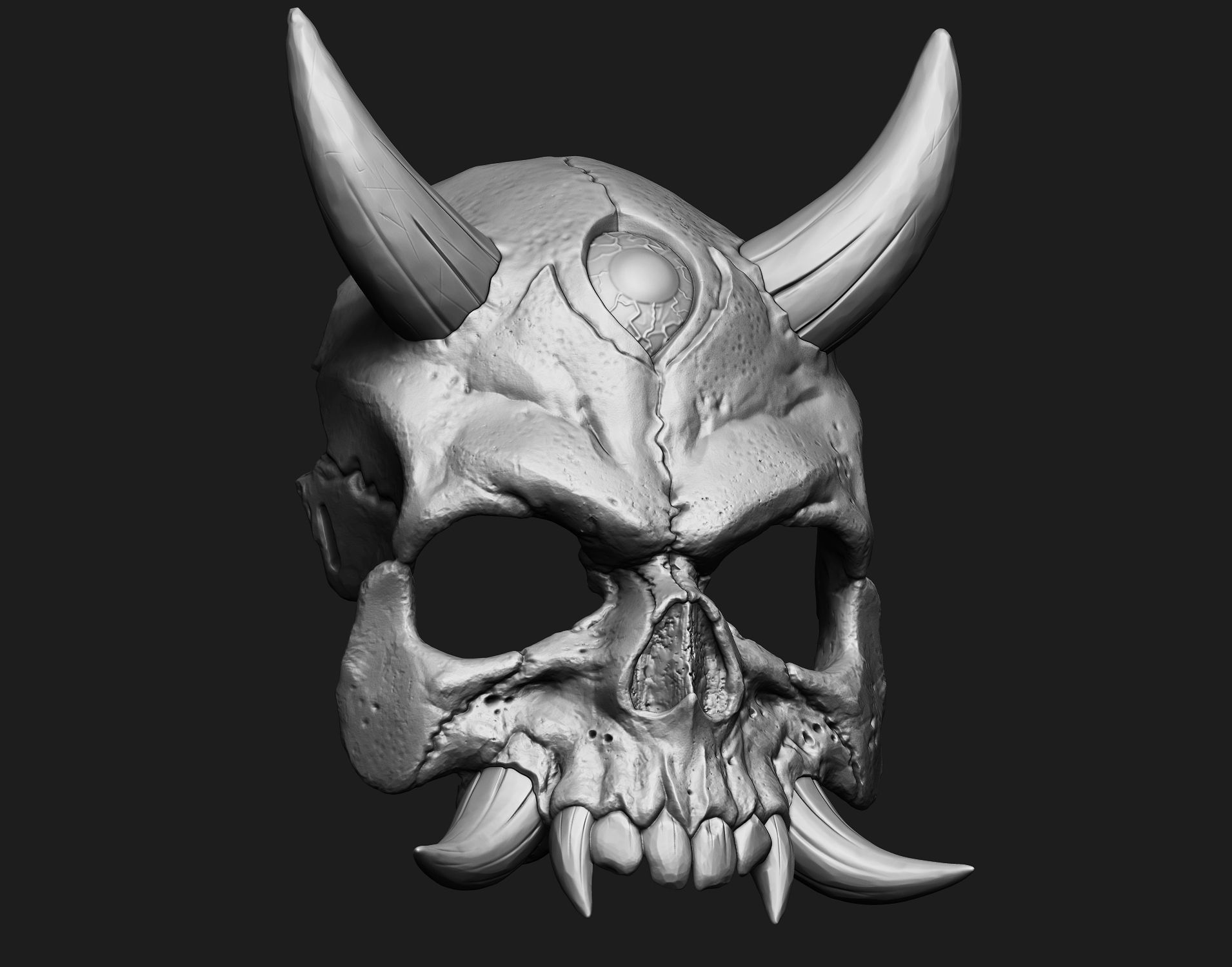 Hannya Scull Top mask Oni mask 3D print model_10