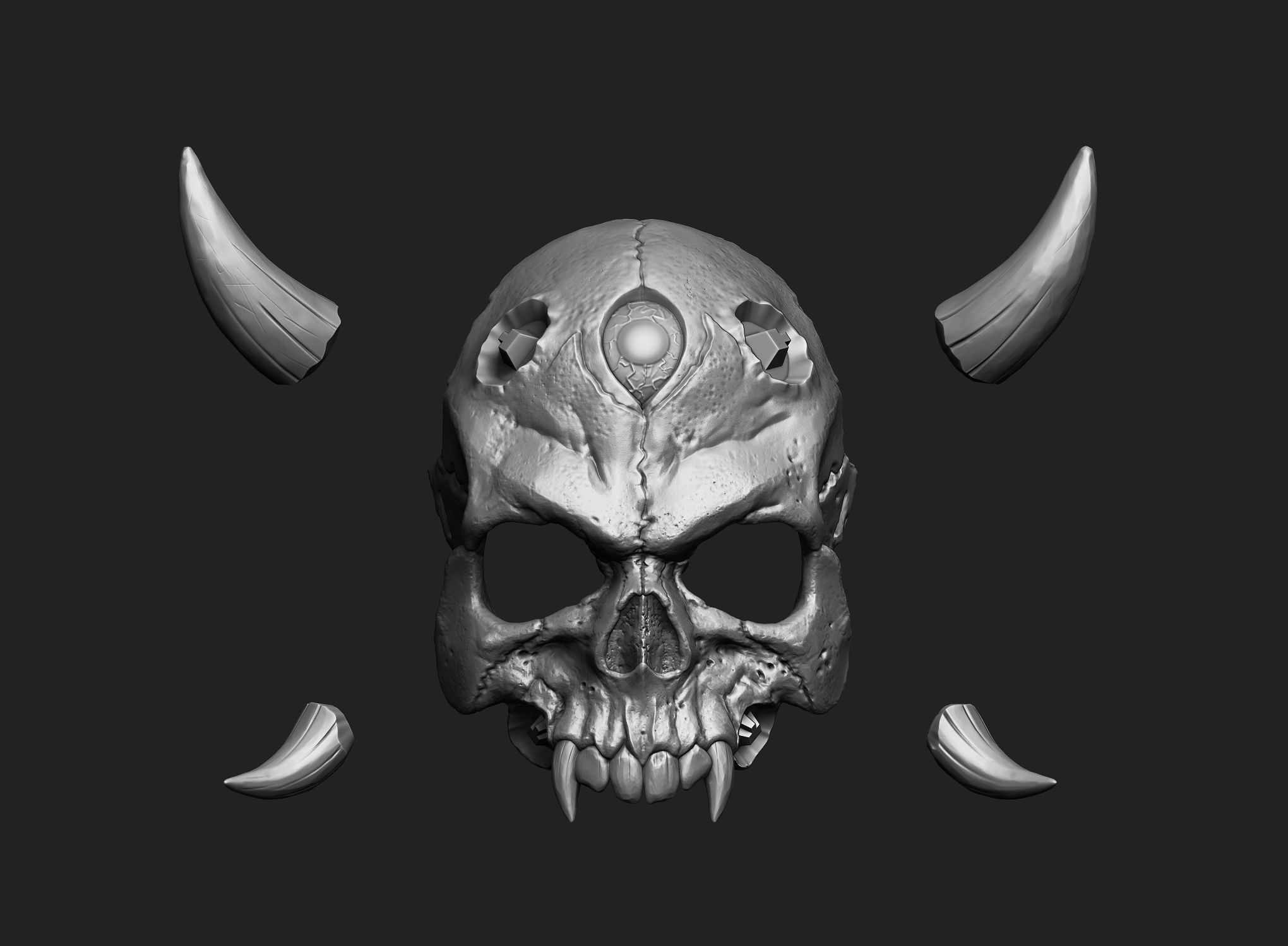 Hannya Scull Top mask Oni mask 3D print model_7