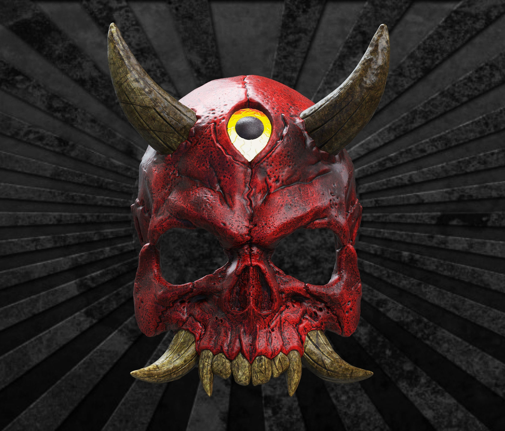 Hannya Scull Top mask Oni mask 3D print model_1