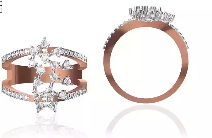 Women Wedding Engagement Ring STL OBJ FBX JCD Details