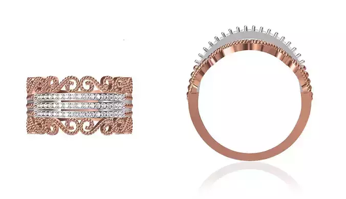 Women Wedding Engagement Ring STL OBJ FBX JCD Details