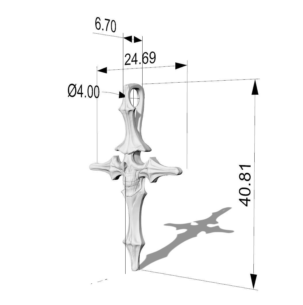 Skull cross 40 mm 3D print model_18