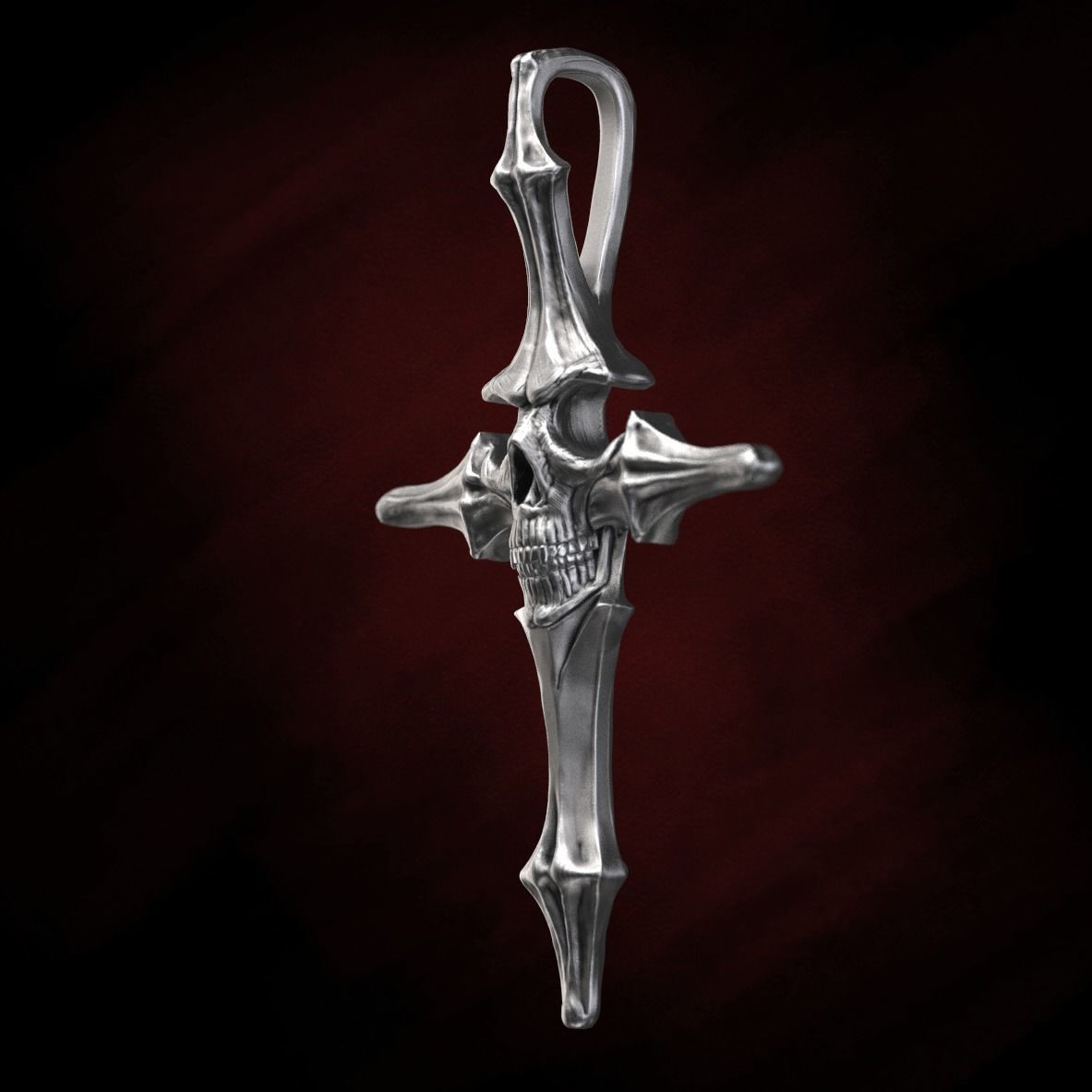 Skull cross 40 mm 3D print model_9