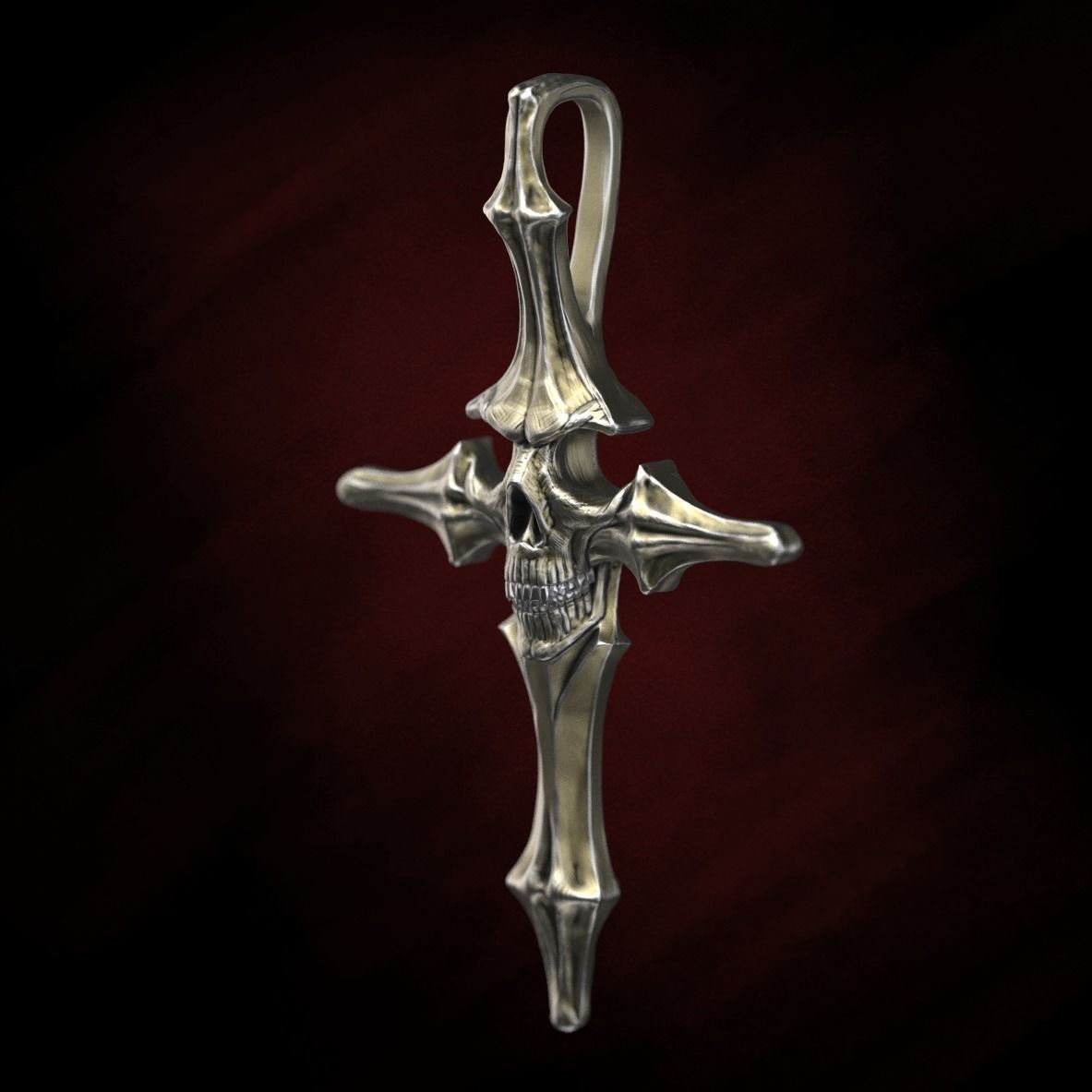 Skull cross 40 mm 3D print model_1