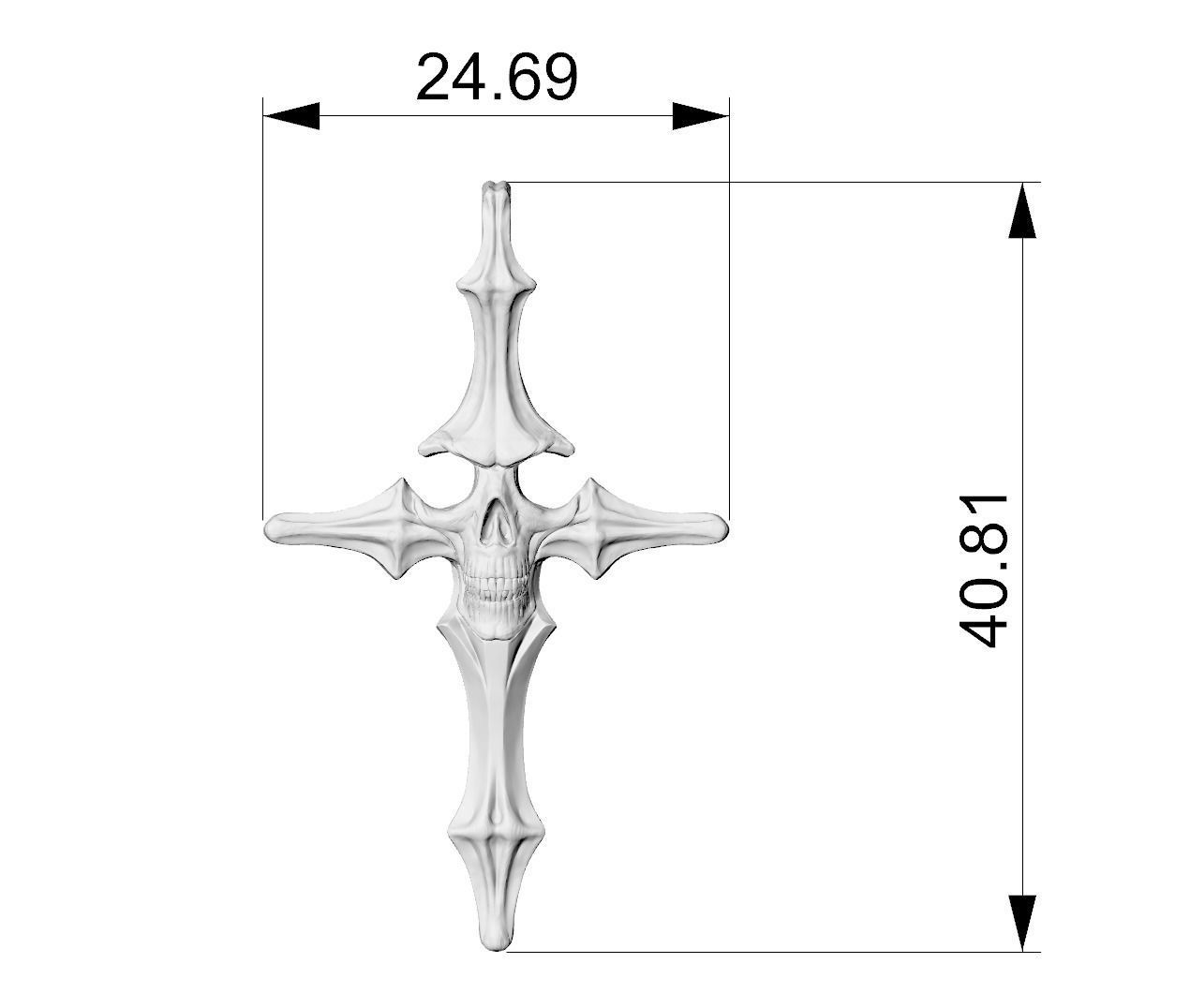 Skull cross 40 mm 3D print model_16