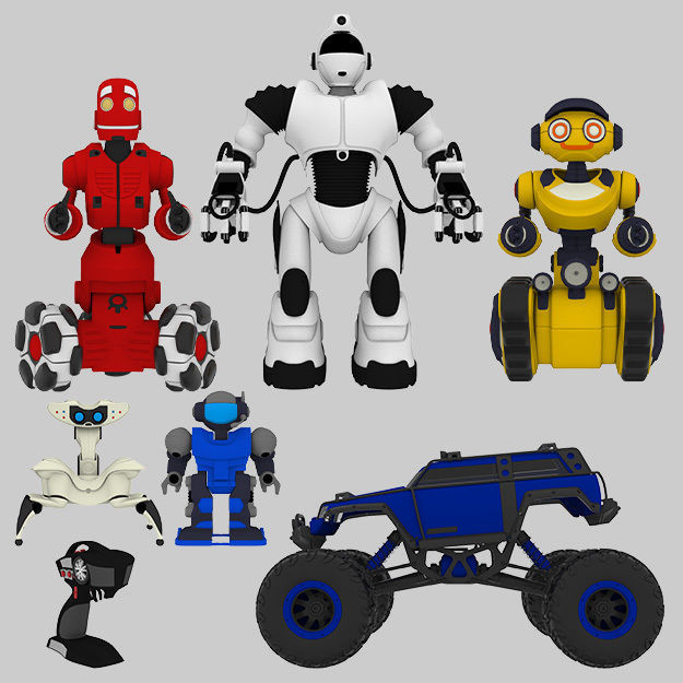 Collection of 7 toy robots 3D model_2