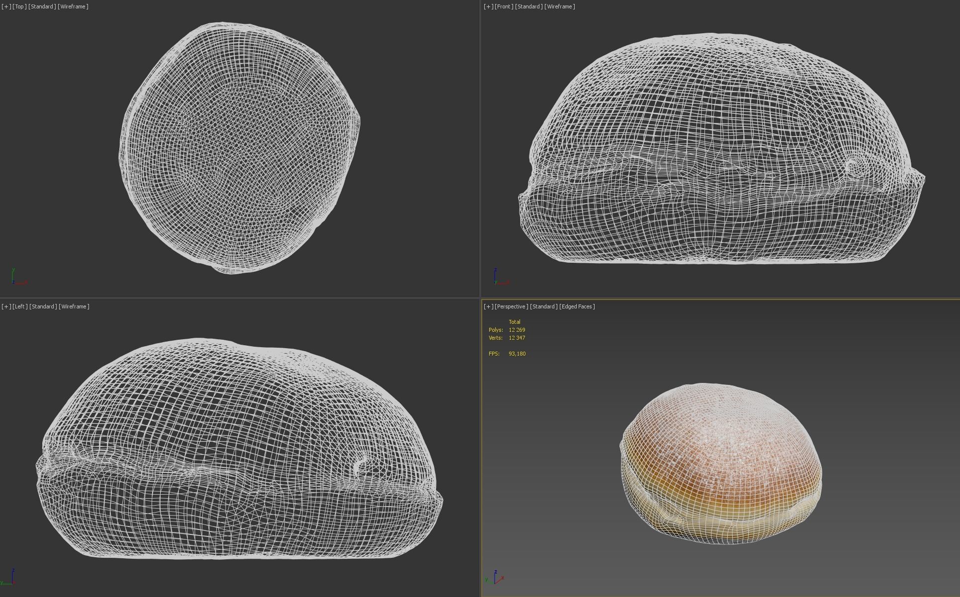 Simple donut with sugar powder 3D model_9