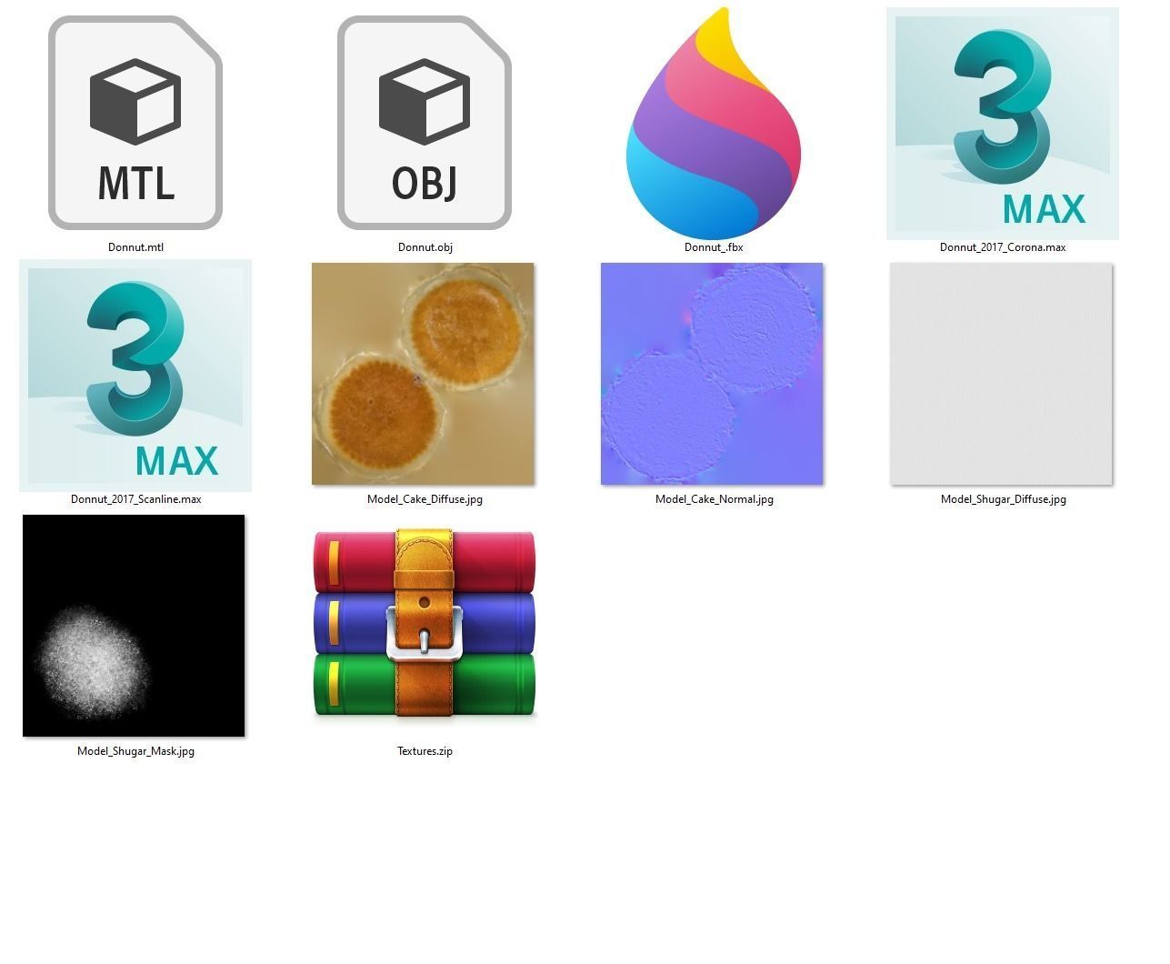 Simple donut with sugar powder 3D model_8