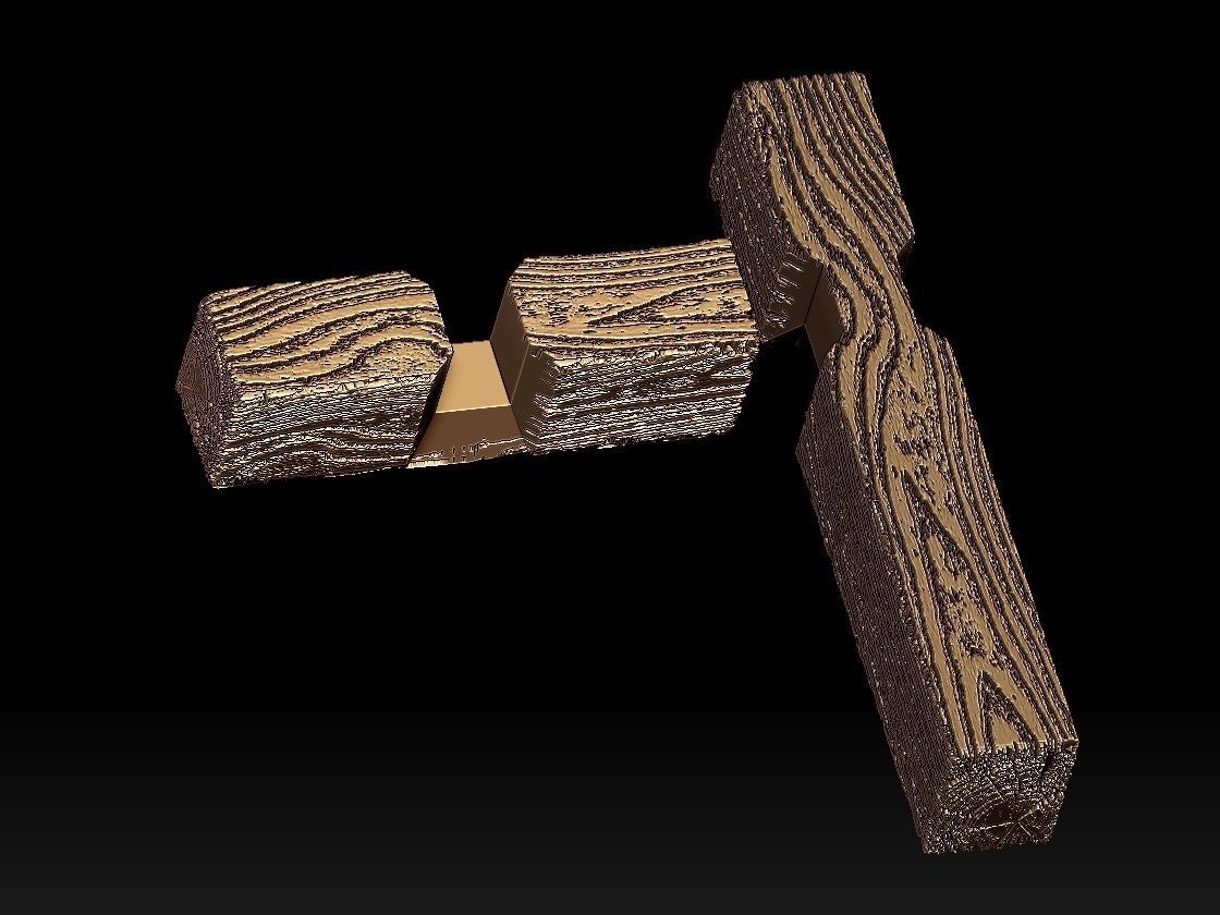 cross wood  3D print model_3