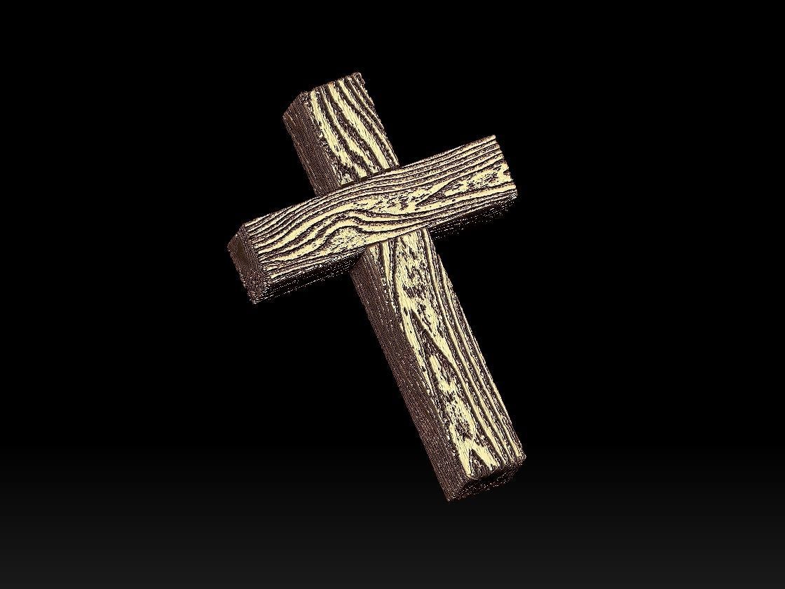 cross wood  3D print model_1