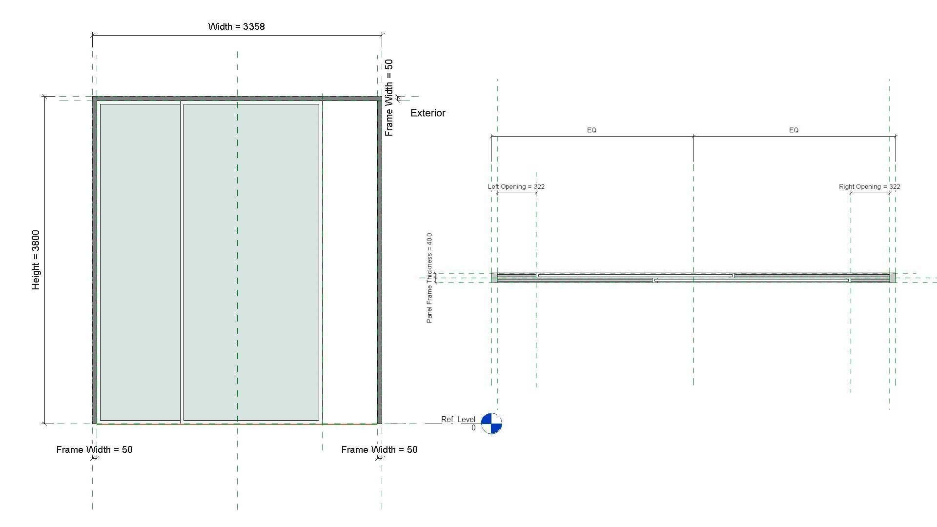 Double Sliding Door Curtain Wall Panel 3D model_4