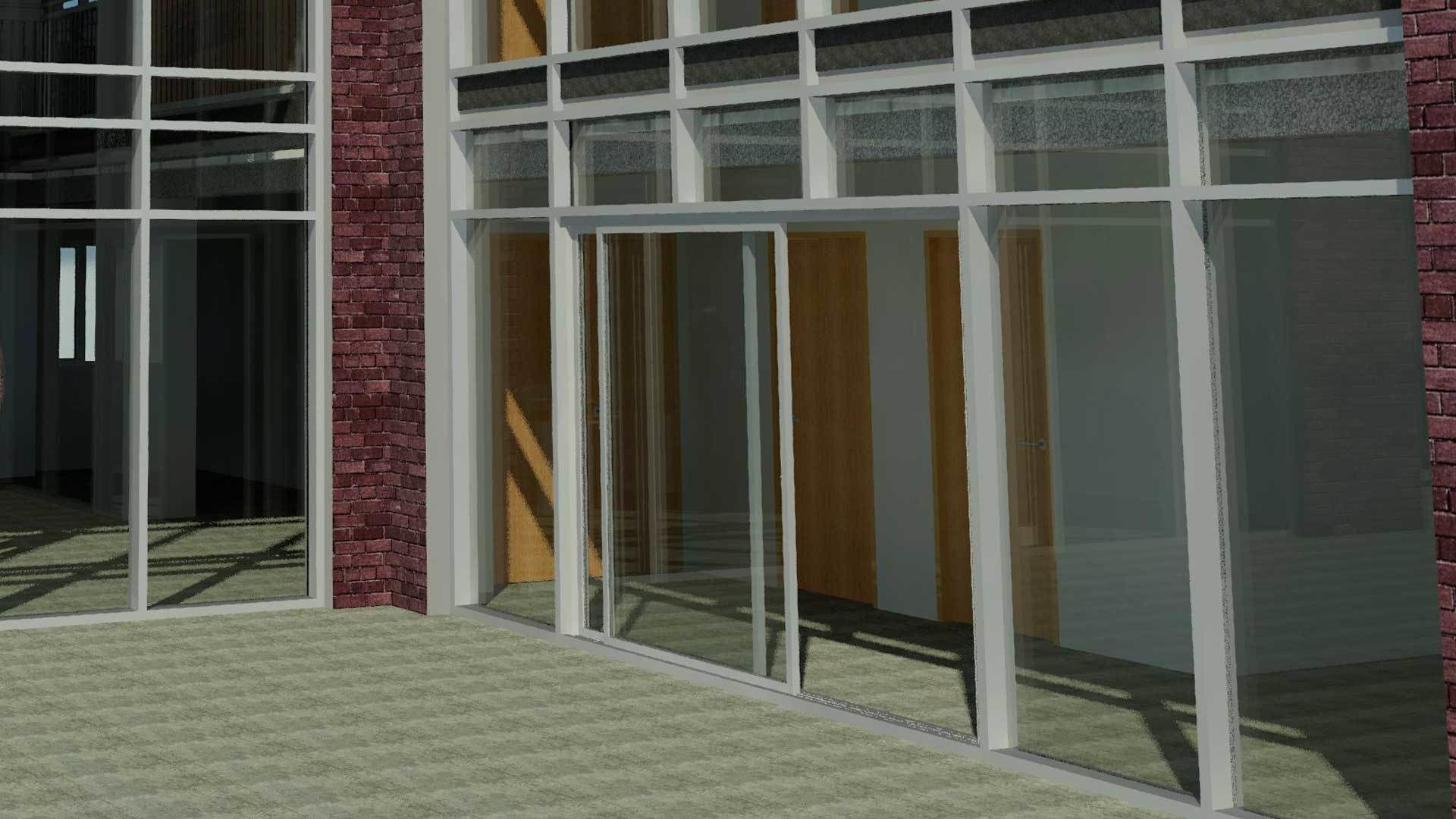 Double Sliding Door Curtain Wall Panel 3D model_2