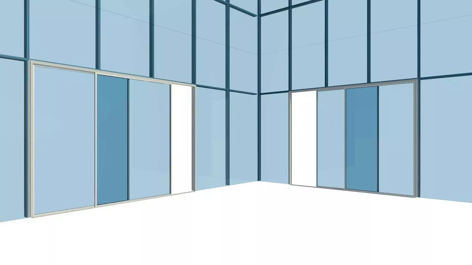 Double Sliding Door Curtain Wall Panel 3D model_0