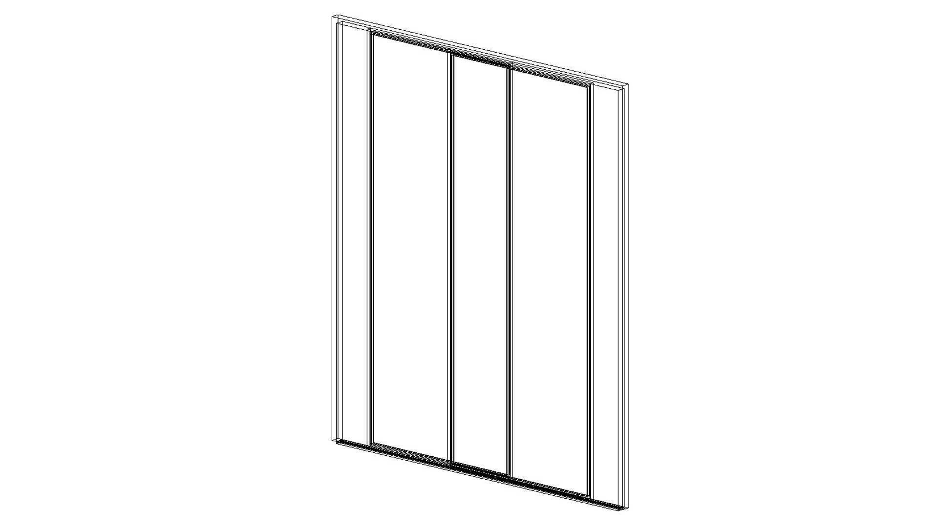 Double Sliding Door Curtain Wall Panel 3D model_6