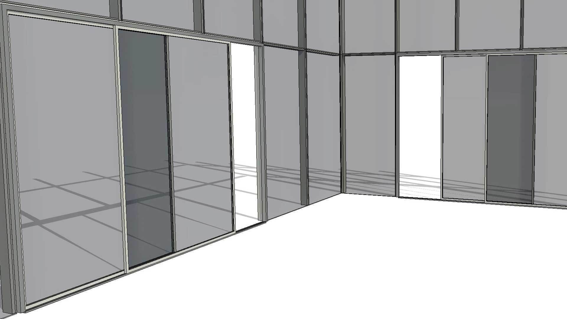 Double Sliding Door Curtain Wall Panel 3D model_1