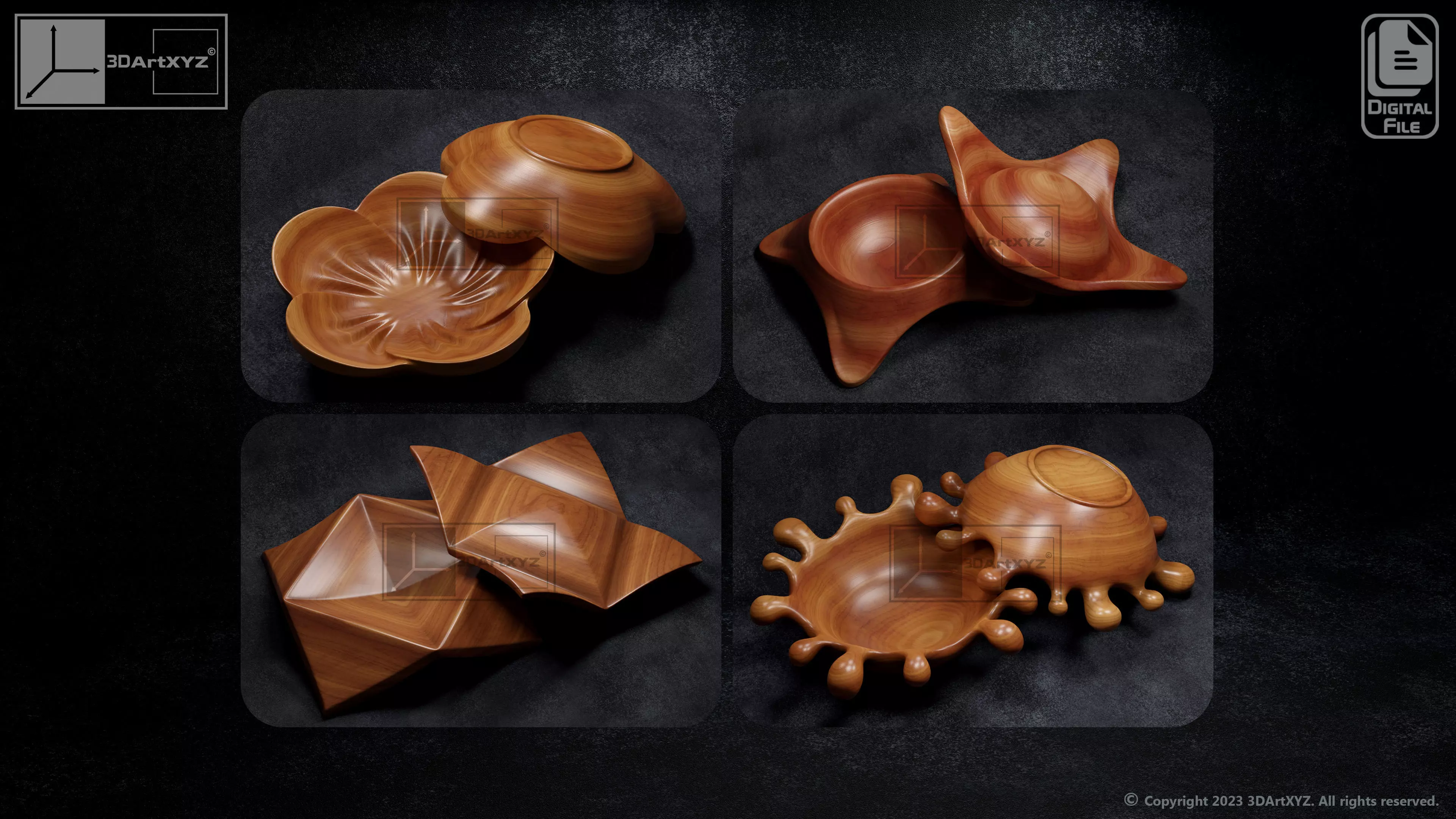 Bowls Pack 4 - CNC Files for Wood 3D model_0