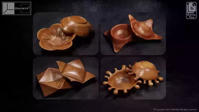Bowls Pack 4 - CNC Files for Wood 3D model