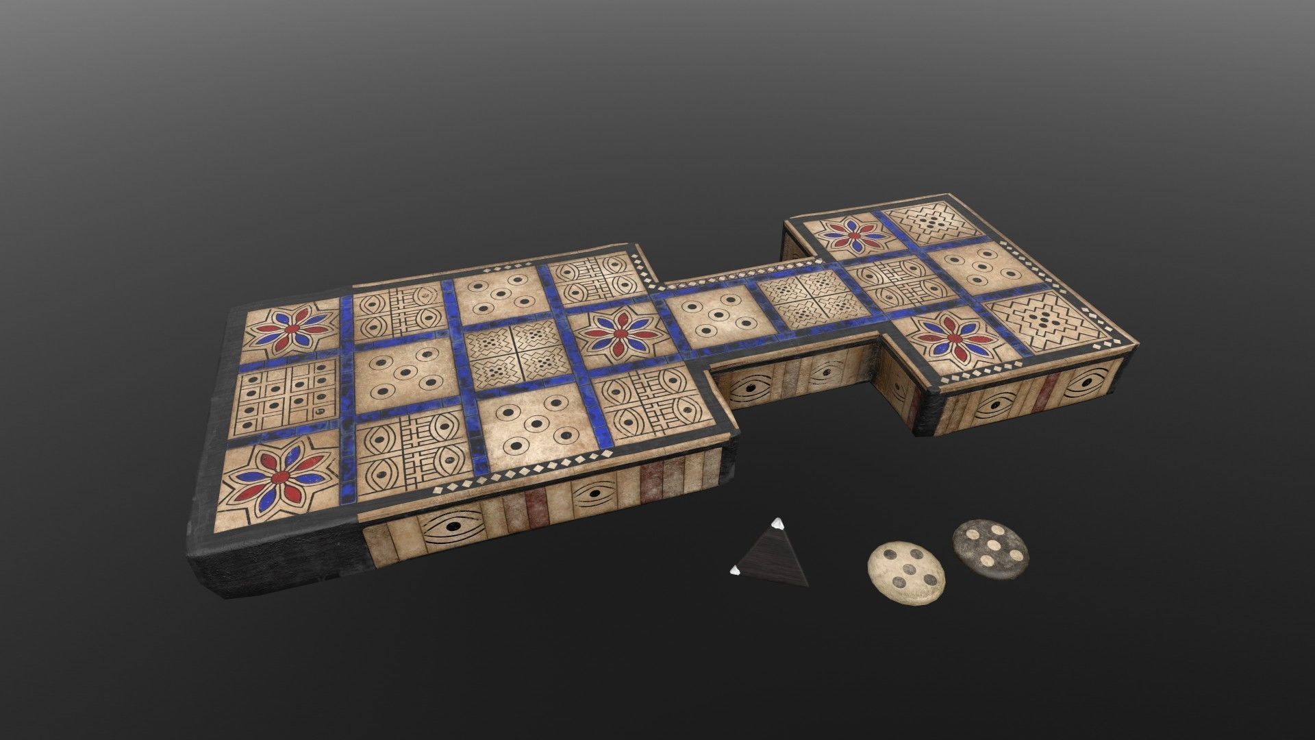 The Royal Game Of Ur - GameReady Babylonian Boardgame model Low-poly 3D model_1