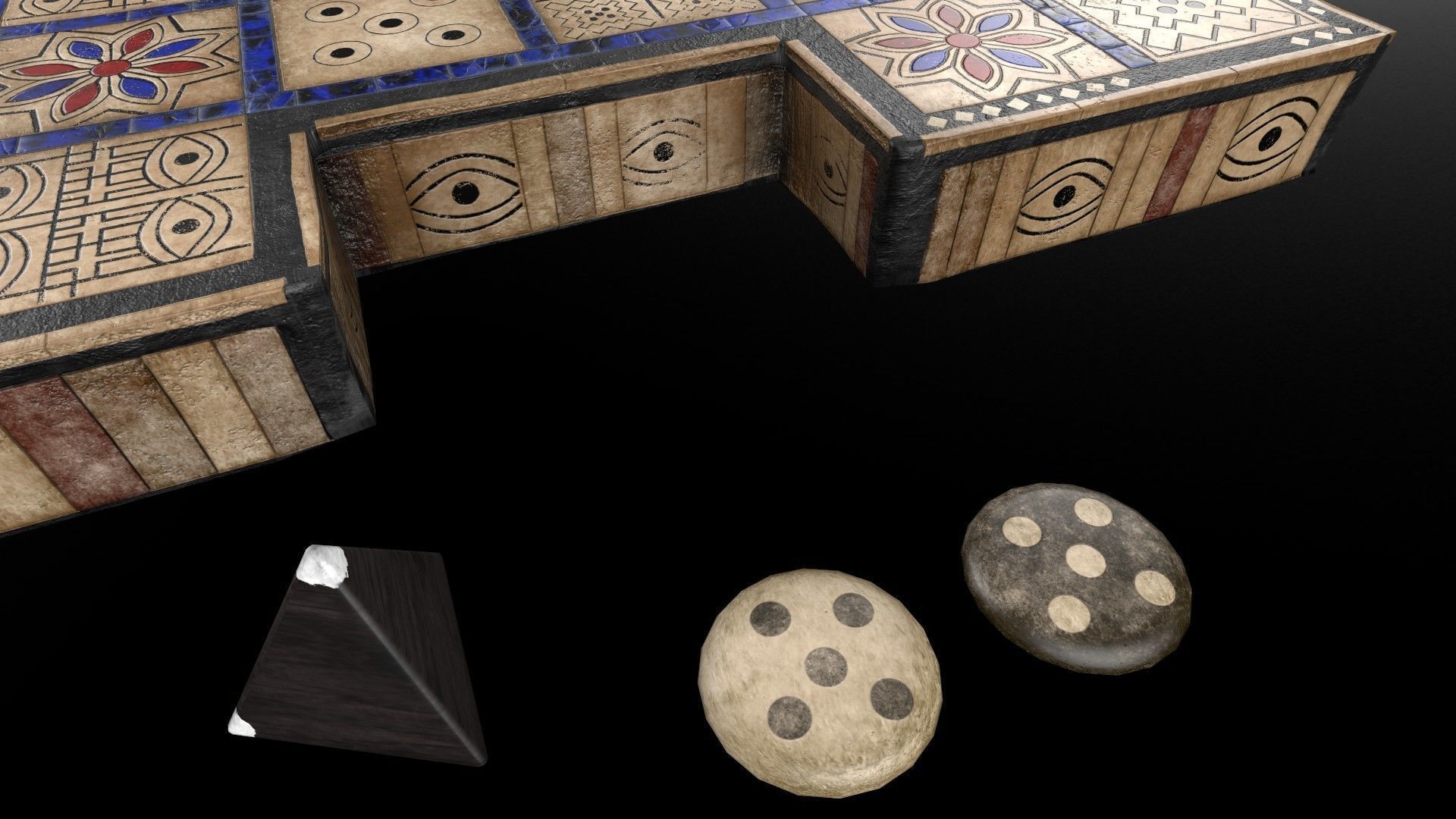 The Royal Game Of Ur - GameReady Babylonian Boardgame model Low-poly 3D model_4