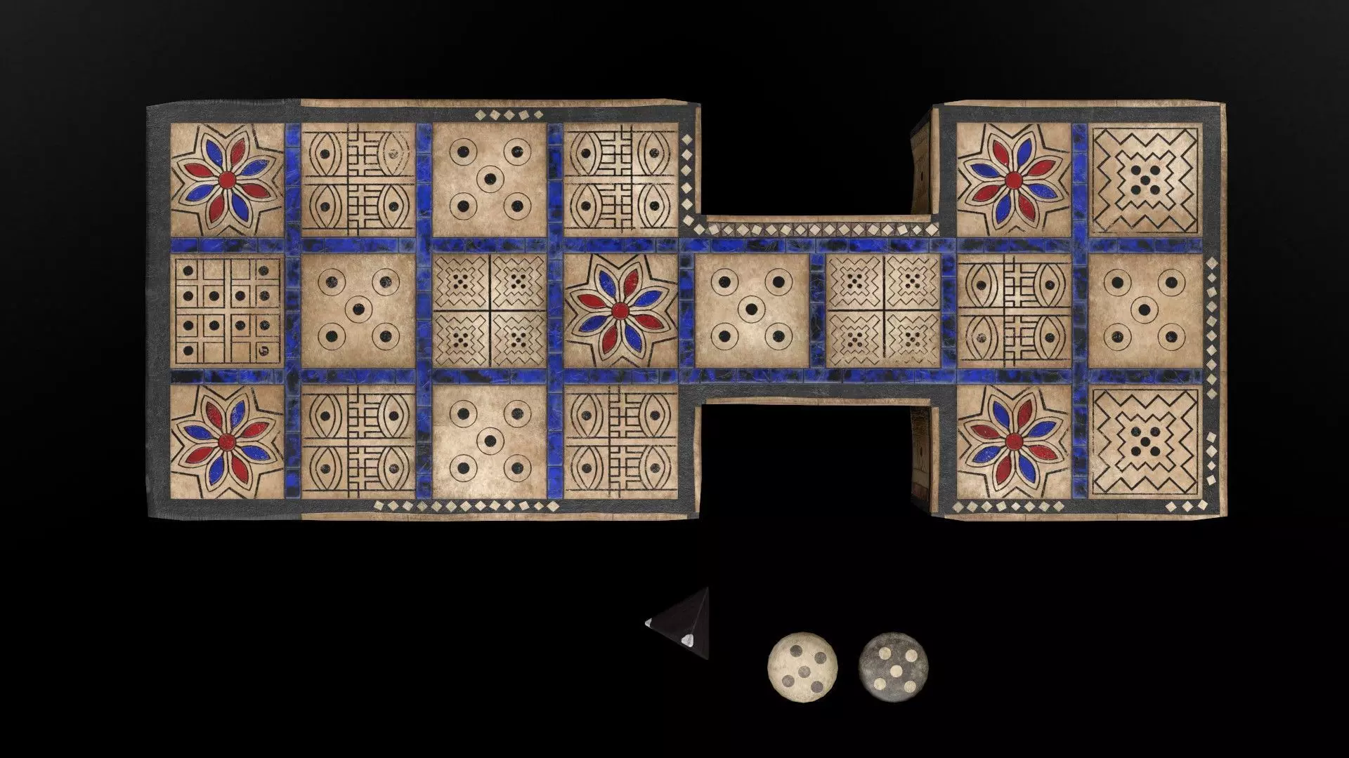 The Royal Game Of Ur - GameReady Babylonian Boardgame model Low-poly 3D model_0