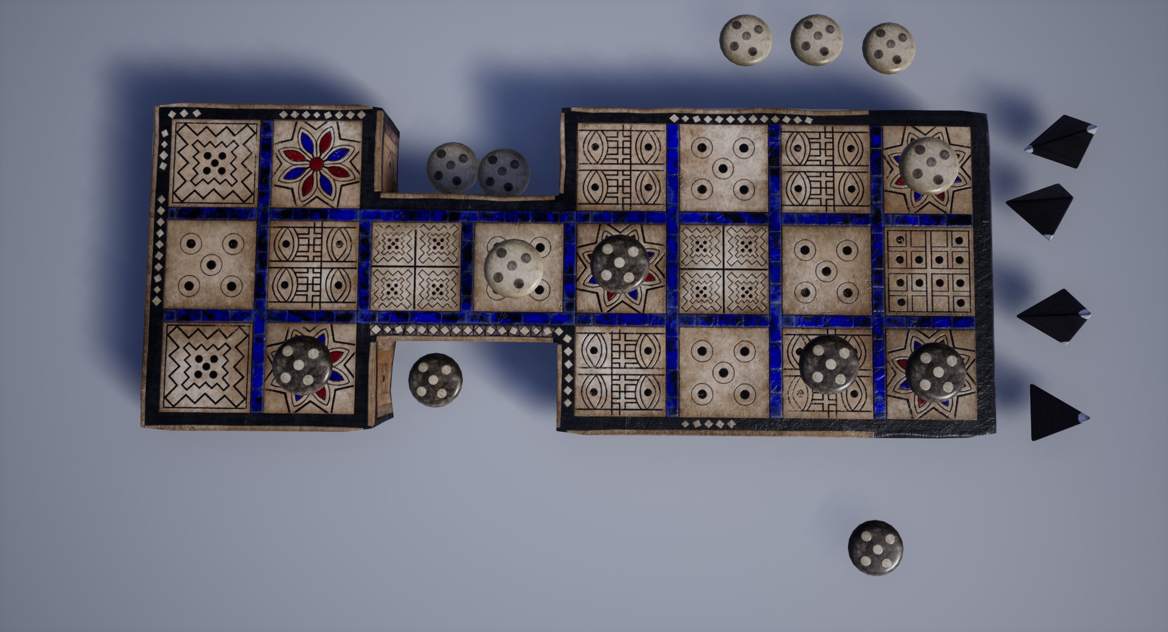 The Royal Game Of Ur - GameReady Babylonian Boardgame model Low-poly 3D model_13