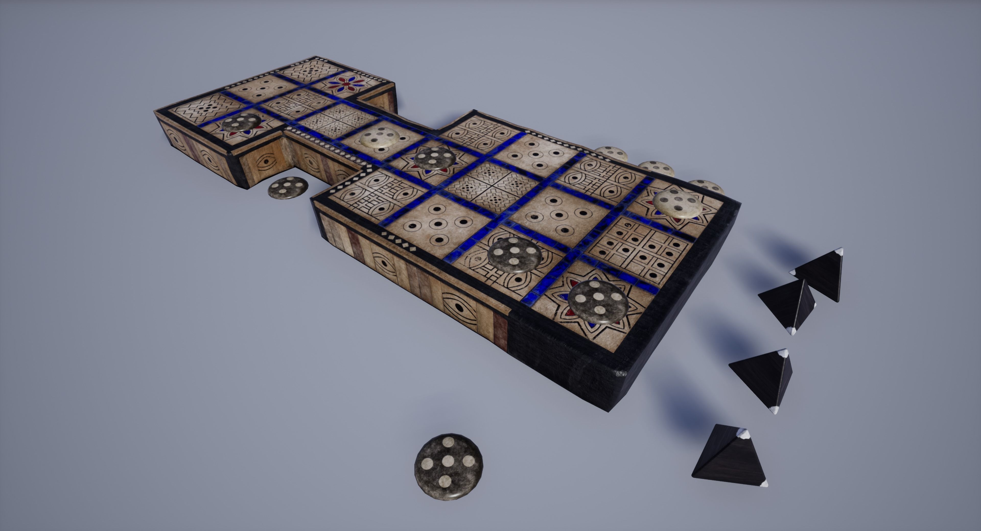 The Royal Game Of Ur - GameReady Babylonian Boardgame model Low-poly 3D model_12
