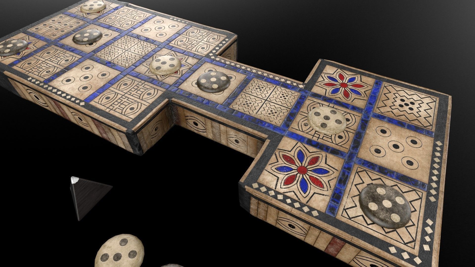 The Royal Game Of Ur - GameReady Babylonian Boardgame model Low-poly 3D model_6