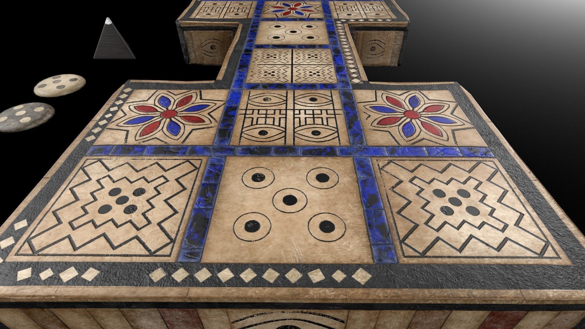 The Royal Game Of Ur - GameReady Babylonian Boardgame model Low-poly 3D model_2