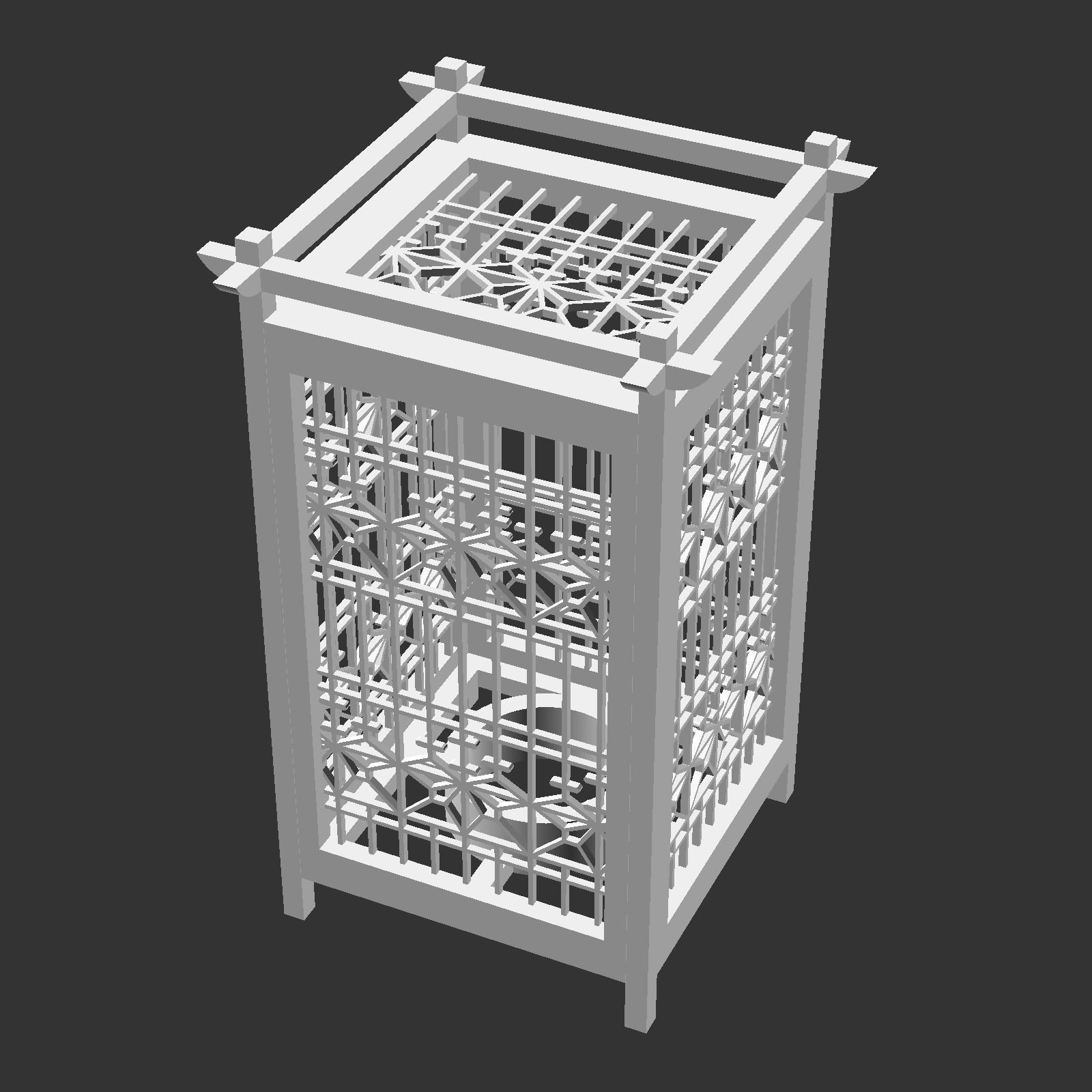 Kumiko Japanese Shoji Lantern - Kiriasa 3D print model_3