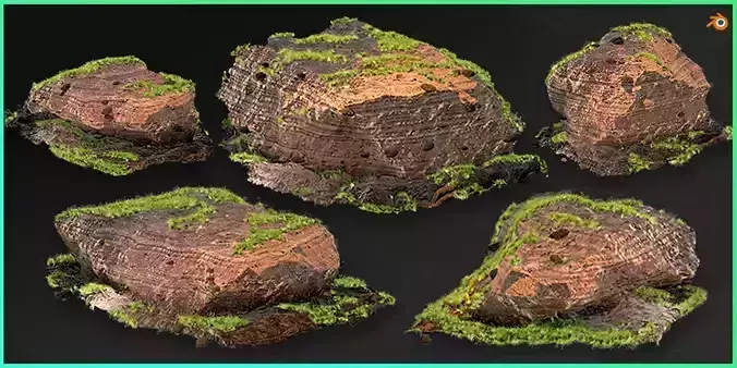 Cliff Rock Stone Asset Realistic Mountain Grass Blender Low-poly 3D model