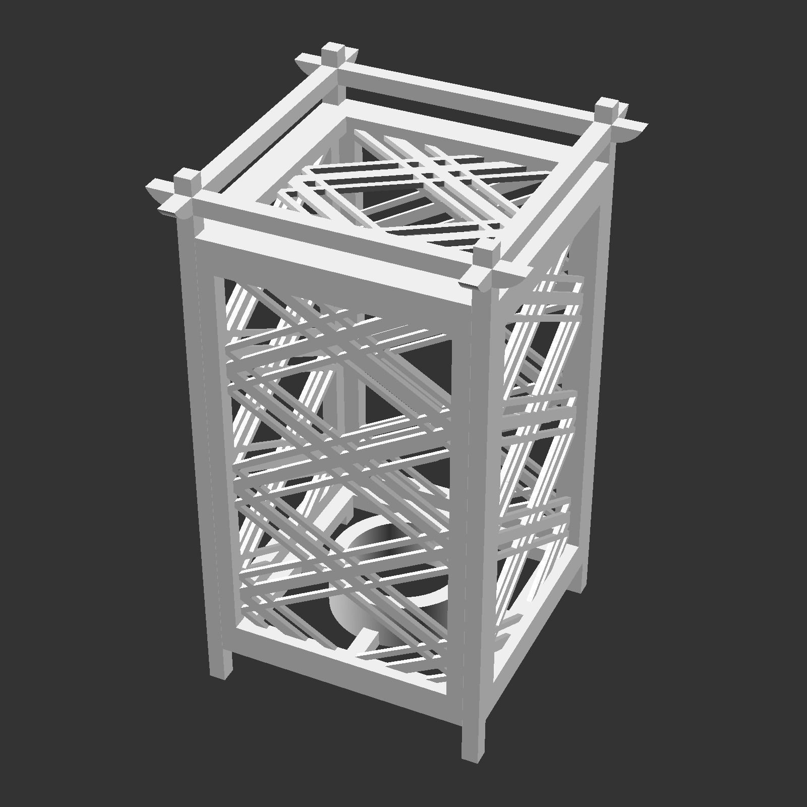 Kumiko Japanese Shoji Lantern - Komochi-bishi 3D print model_4