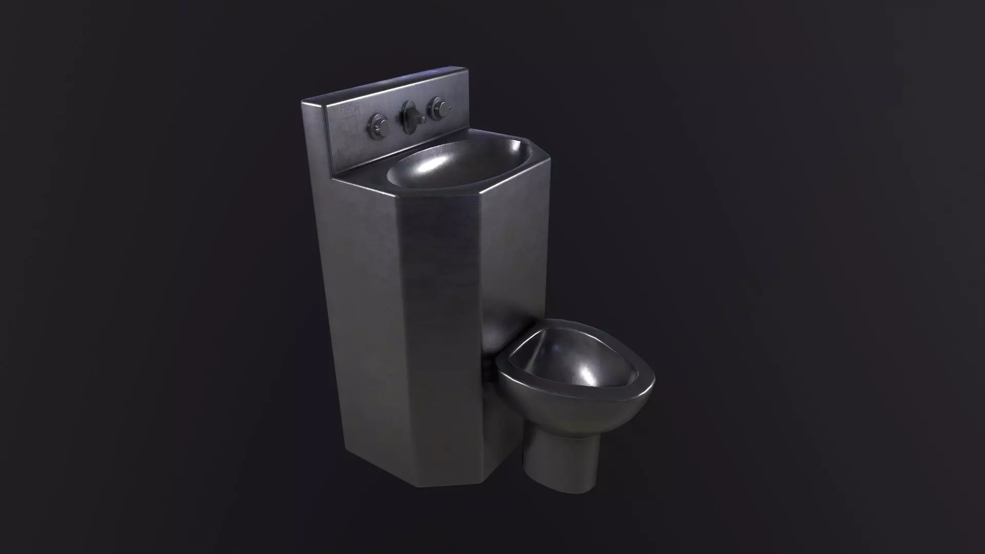 Prison Toilet 3D Model Low-poly 3D model