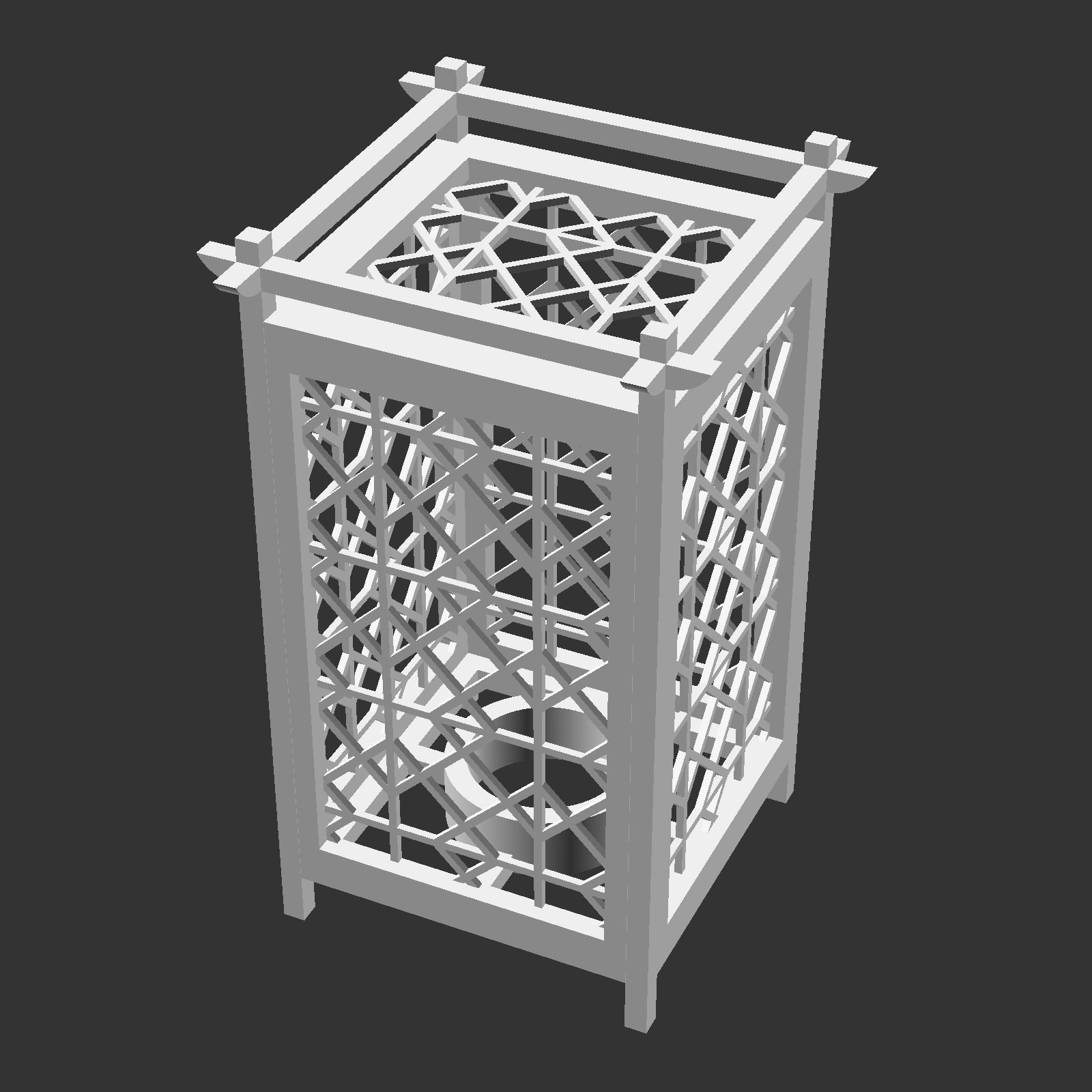 Kumiko Japanese Shoji Lantern - Masu-tsunagi 3D print model_4