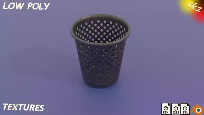 rubbish bin Low-poly 3D model