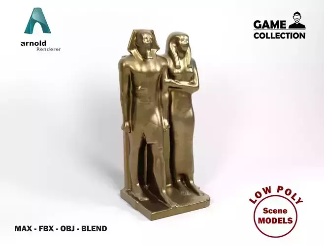 Egyptian figure  Low-poly 3D model