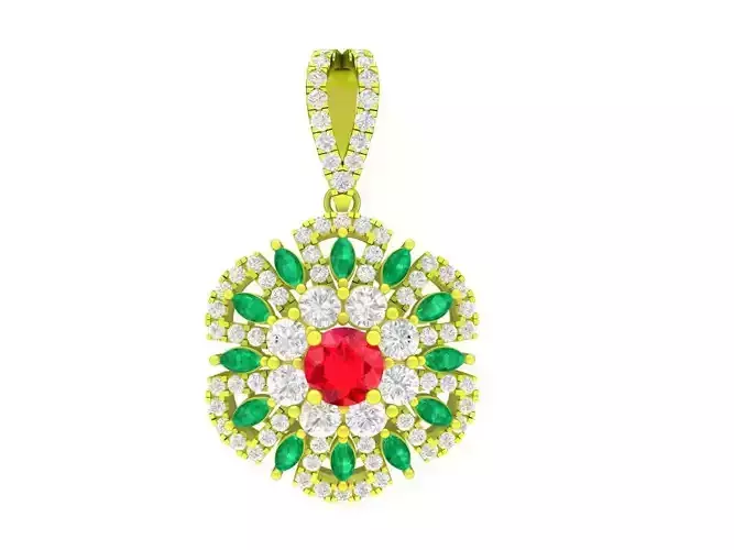 Asian colorful diamond women pendant 5050