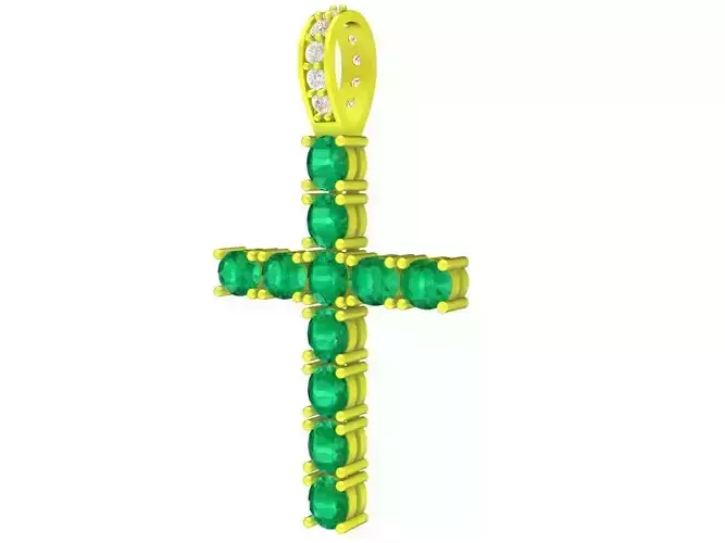 A5053 Diamond Cross Women Pendant 3D Print
