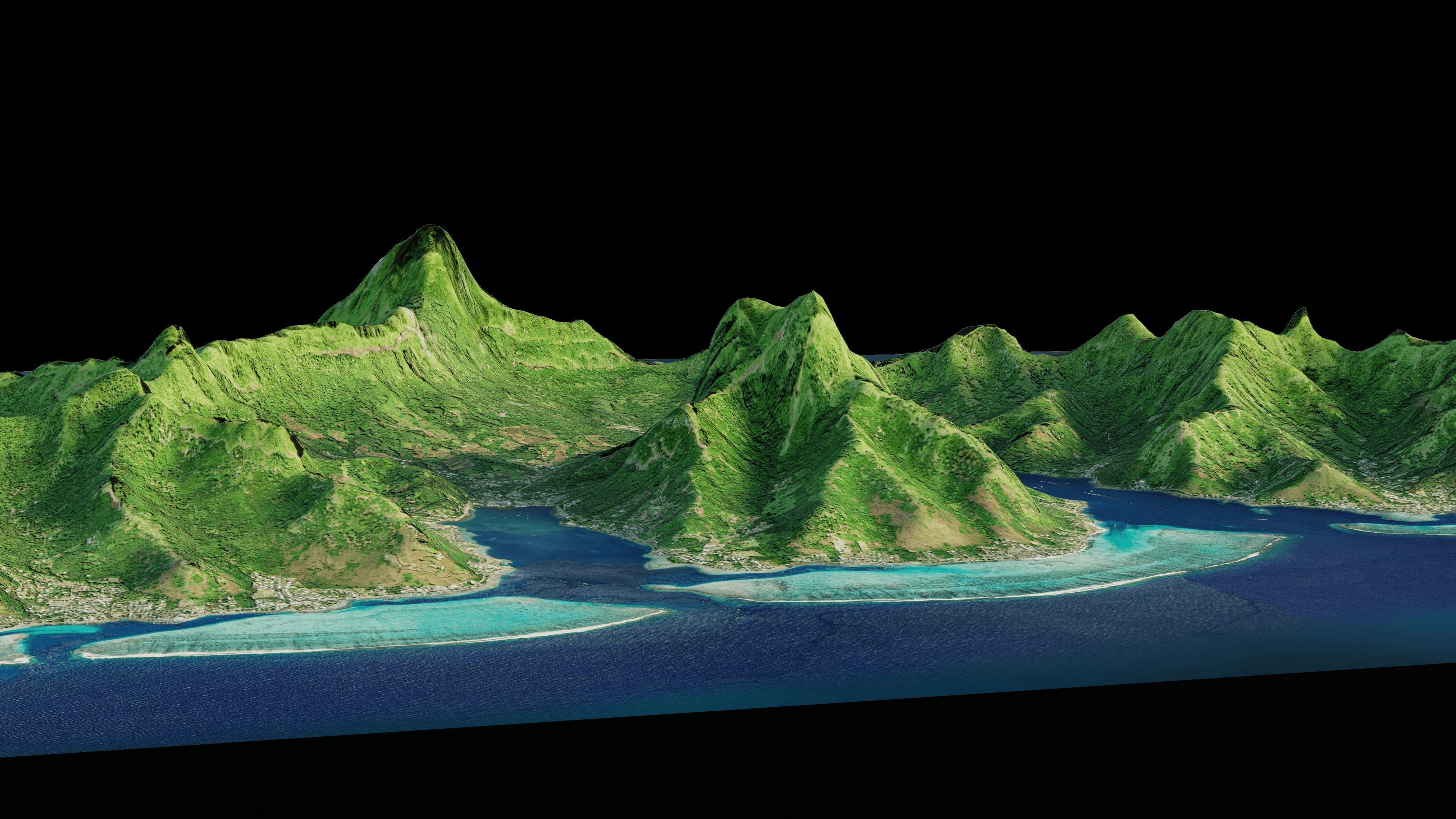 Moorea Island 3D Model Volcanic island 3D model_7