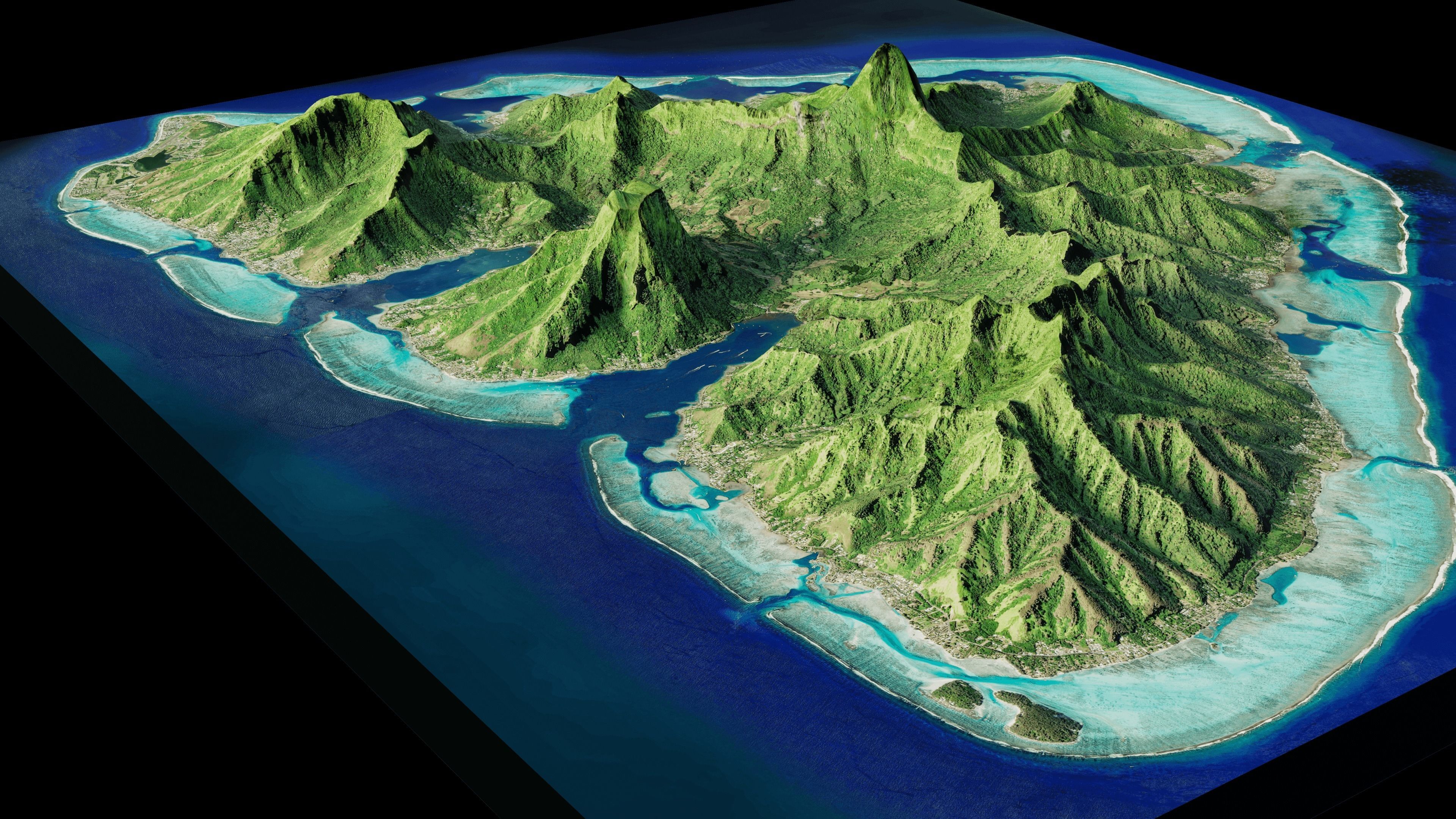 Moorea Island 3D Model Volcanic island 3D model_3