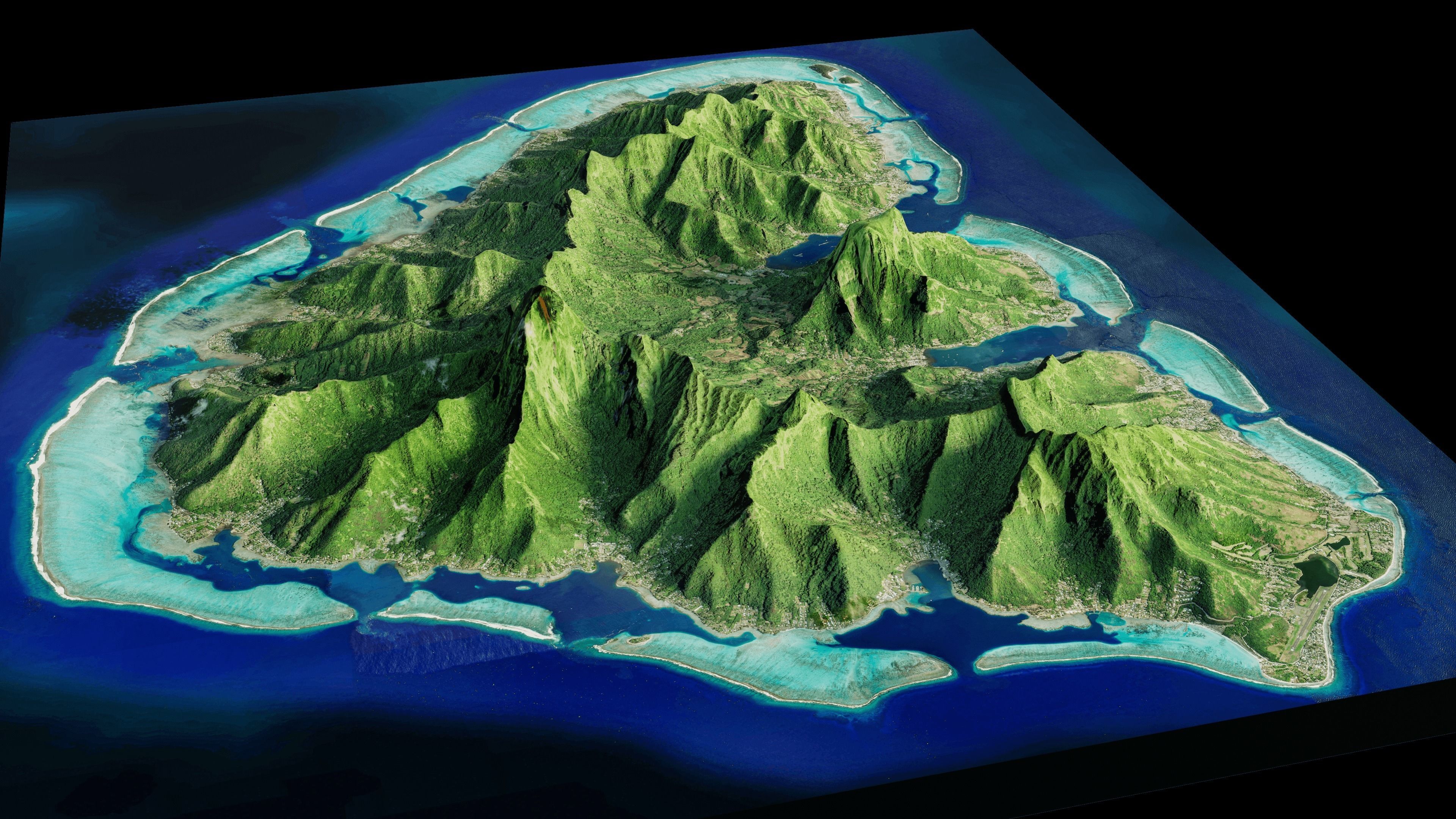 Moorea Island 3D Model Volcanic island 3D model_5