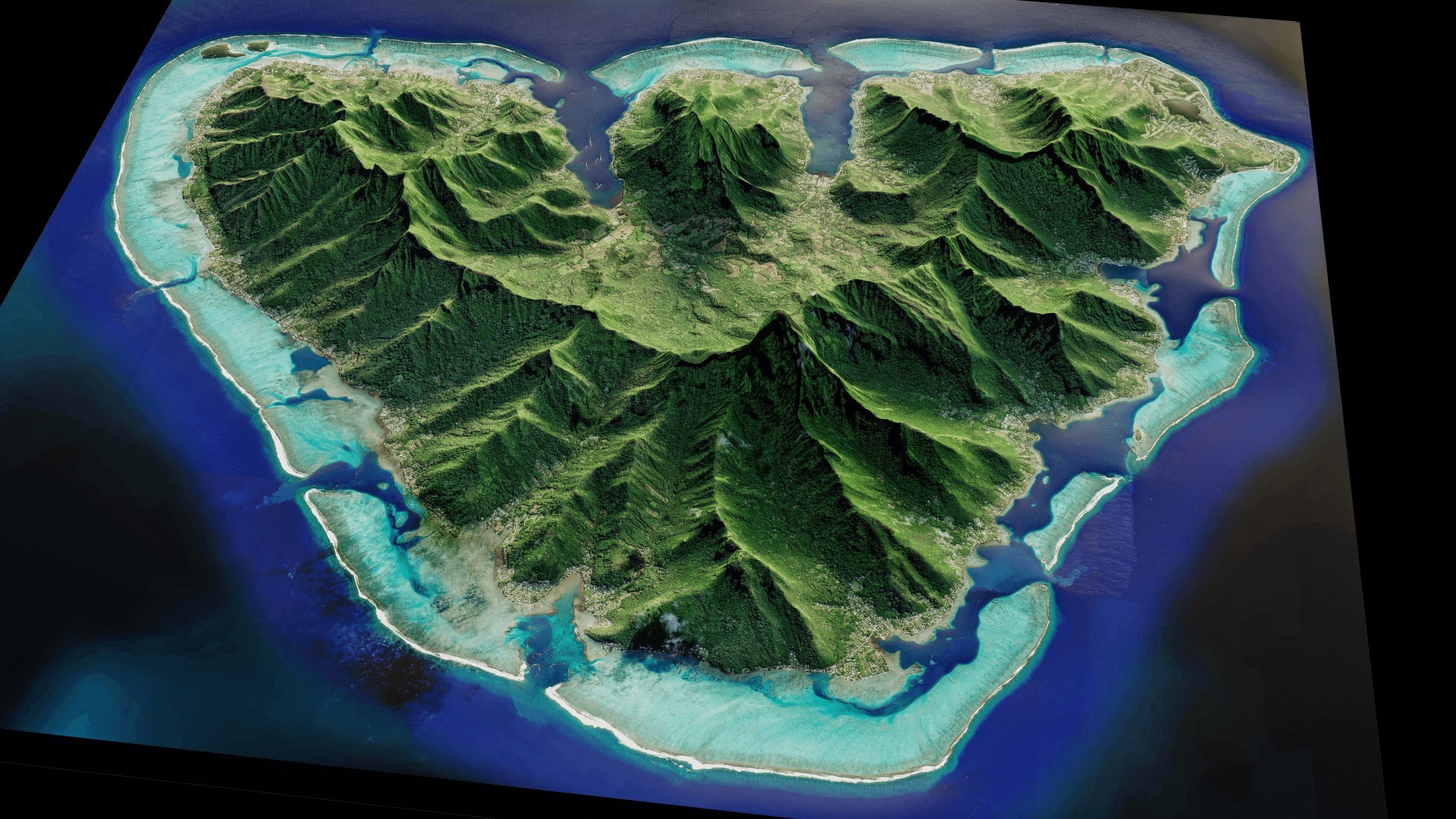 Moorea Island 3D Model Volcanic island 3D model_1