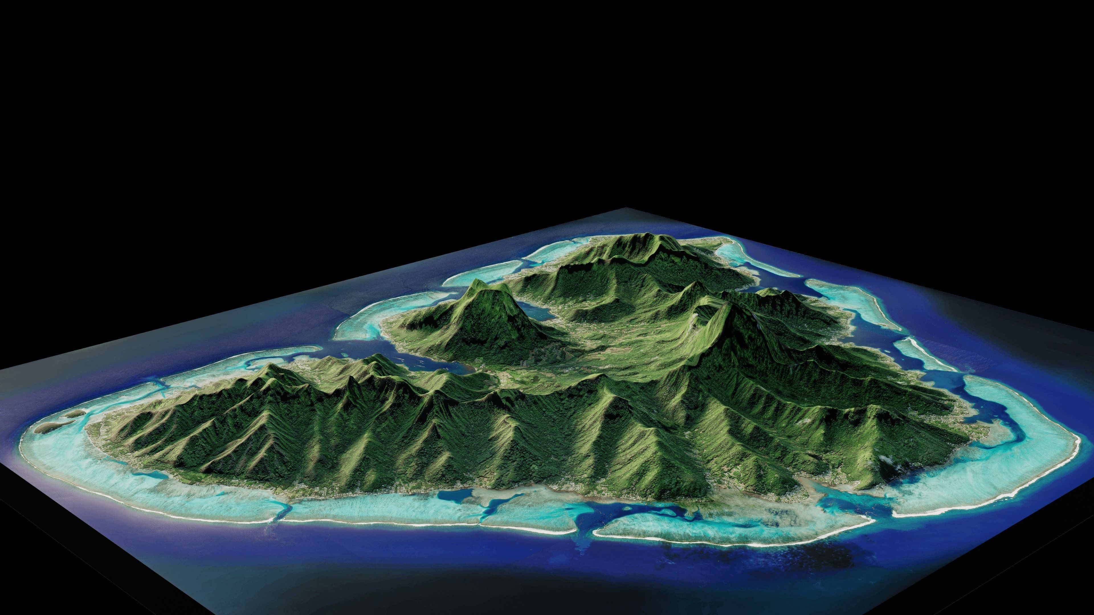 Moorea Island 3D Model Volcanic island 3D model_4