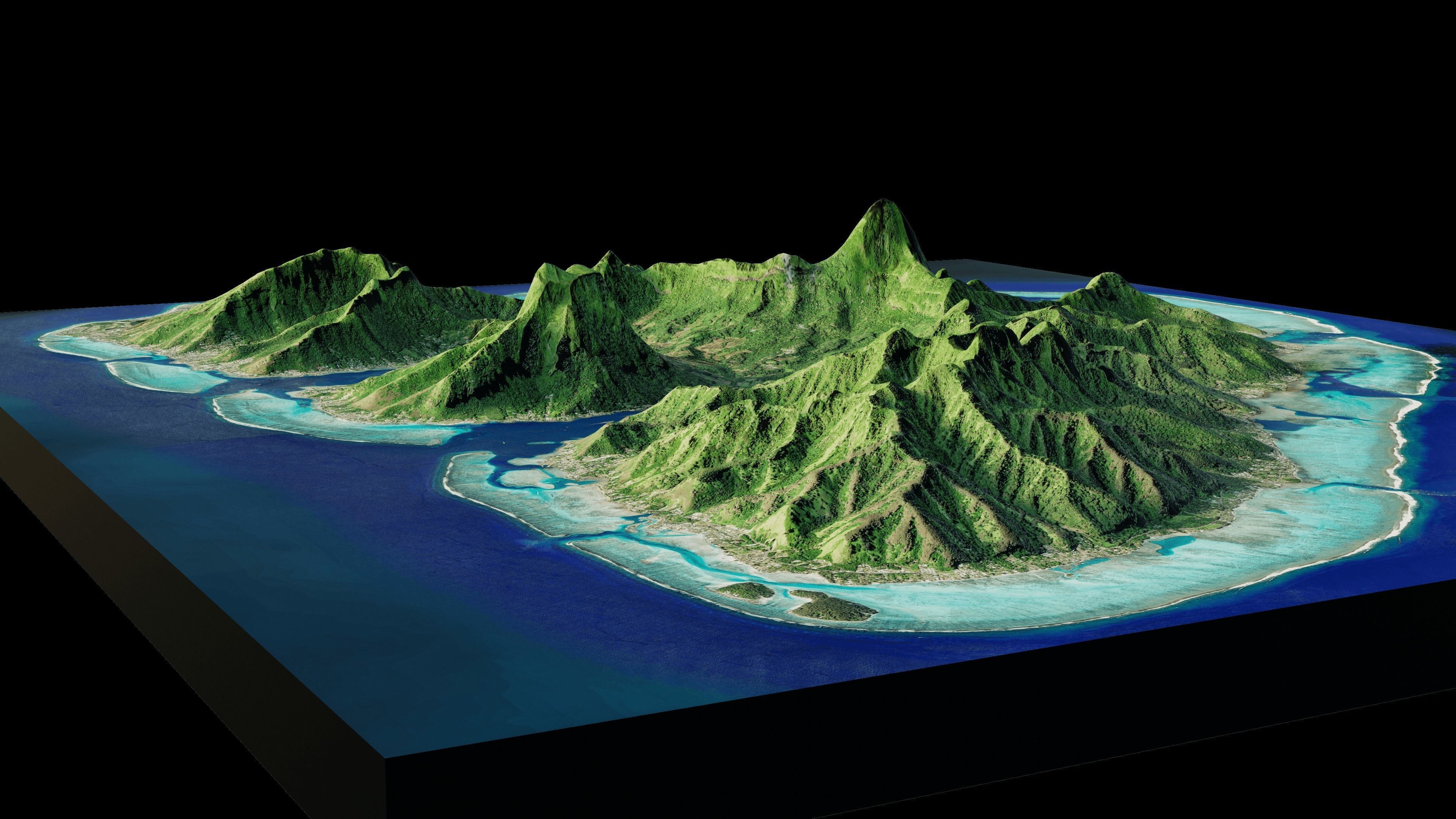 Moorea Island 3D Model Volcanic island 3D model_6